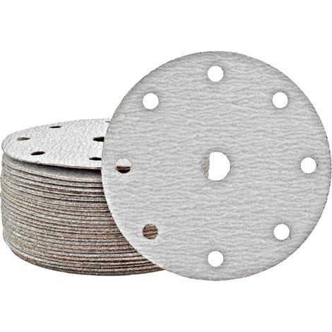 MioTools Shark Klett-Schleifscheiben, 150 mm, 9-Loch, f. Exzenterschleifer, Normalkorund (50 Stk.) K180
