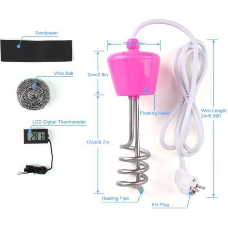 Thermoplongeur électrique - HB014 - 3000W - 220V - Câble 2m - Acier inoxydable (1/4)