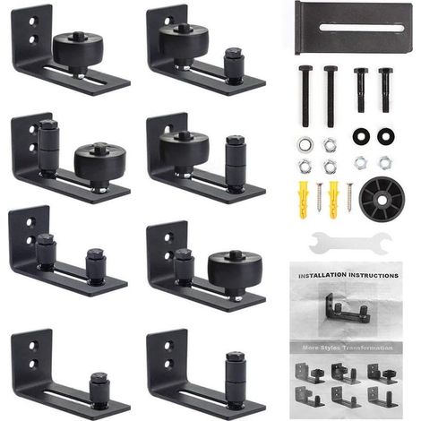 Ajustable Guide de Plancher Mur Kit de montage mural réglable pour rail de guidage de porte de grange avec rouleaux de guidage 8 variantes possibles (1/5)