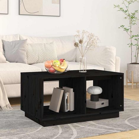 vidaXL Table basse Noir 80x50x40 cm Bois massif de pin (1/5)