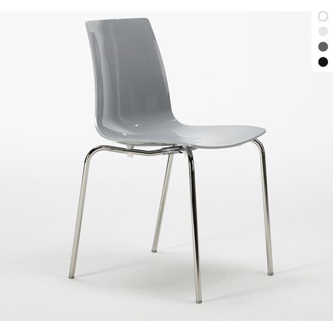 Sedie bar cucina gambe acciaio impilabile Lollipop Grand Soleil - Grigio (1/5)