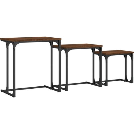 Maison Exclusive - Tavolini Impilabili 3 pz Rovere Marrone in Legno Multistrato (1/5)