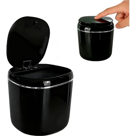 Petite Poubelle de Table Bureau avec Couvercle,Mini Corbeille pour Toilette wc,Salle de Bain,Chambre,Cuisine,Litiere Chat,Noir (1/5)
