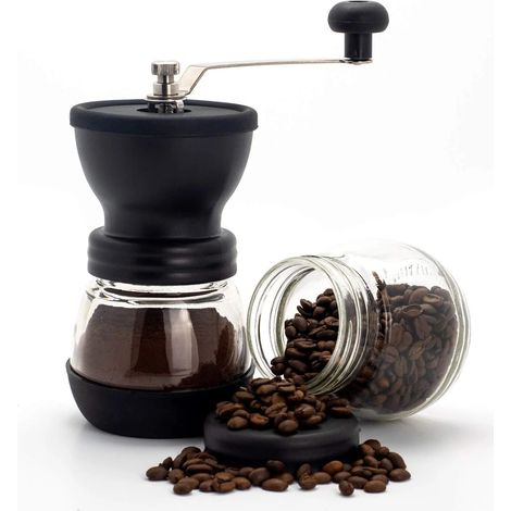 Moulin à café manuel portable en céramique avec mouture réglable pour expresso, cafetière à piston et café filtre, idéal pour la maison, le bureau et les voyages.-AquaForge (1/5)