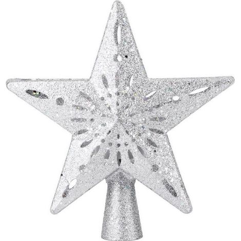 Lampe LED de rotation flocon de neige étoile creuse 100-240V pour sapin de Noël argent (1/4)