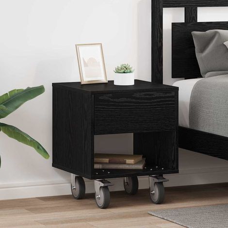 Nachttisch 2 pcs Schwarz Eichen-Optik 40,5 x 40 x 48 cm