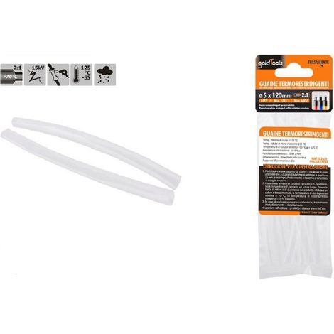 TRADE SHOP - Set 10pz Guaine Termorestringenti Termoretrattili Trasparenti 5x120mm Cavi 57073 - (1/2)