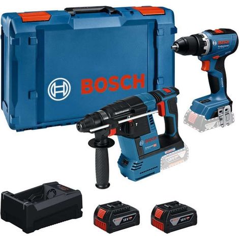 Kit combinato Bosch GSR 18V-65 + GBH 18V-26 + 2 batterie da 5,0 Ah + GAL 12V/18V-80 + XL-BOXX