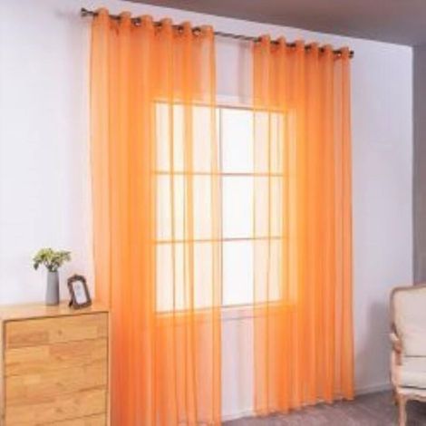 Dos cortinas semitransparentes perforadas, ligeras y transpirables, ideales para decorar dormitorios, salones, etc., de 140 x 230 cm, color naranja. (1/5)