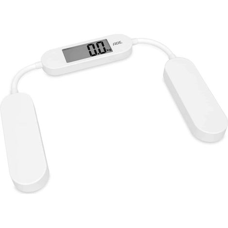 Pèse-personne pliable, jusqu'à 180 kg, 23,5 x 5 x 7 cm, blanc / ADE