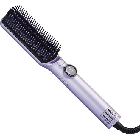 (Violet, norme européenne) Peigne lissant volumisant avec fonctions air chaud et air froid, soin des cheveux, anti-brûlure, double usage, écran LCD (1/4)