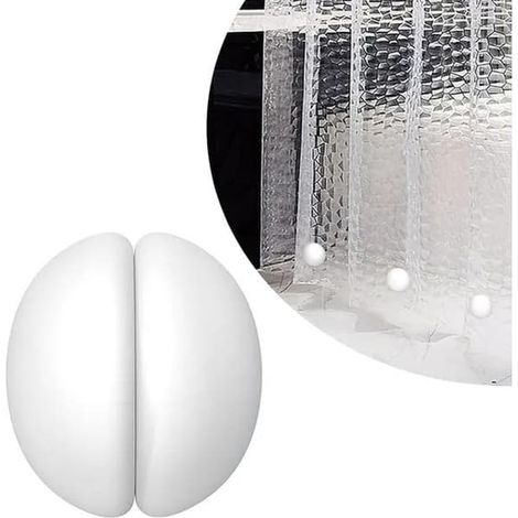 Mobilier et décoration de salle de bainPoids magnétiques pour rideau de douche, revêtement en silicone antirouille, force magnétique extra-forte, blancs, 1 paire (1/5)