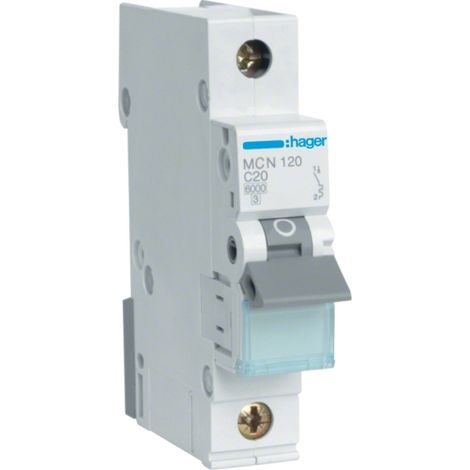 Hager MCN120 interruptor automático 1P 20A 6kA 230-400V