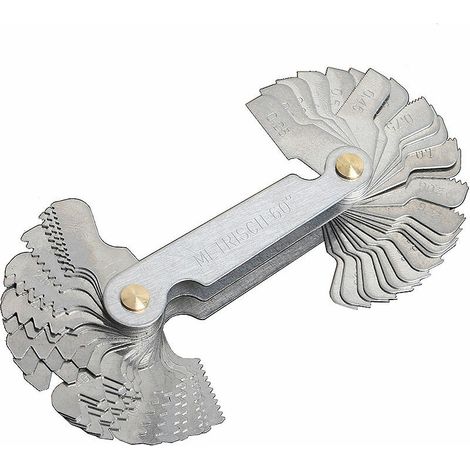 SHINING HOUSE Gewindekamm, metrische Gewindelehre, 58 Klingen, Stellschraube, Steigung, Gewindeschneidlehre, metrisches Zoll-Messsystem, Silber, einteilig (1/5)