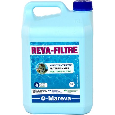 Mareva – Nettoyant spécial filtre piscine 5L – Action détartrante et solubilisante – Améliore les performances de filtration – Pour usage professionnel