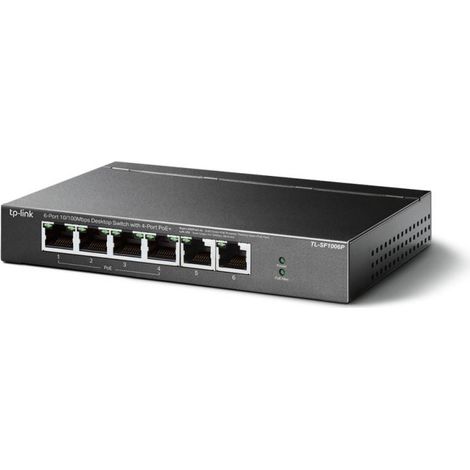 TP-LINK TL-SF1006P Netzwerk-Switch Fast Ethernet (10/100) Power over Ethernet (PoE) Schwarz (1/4)