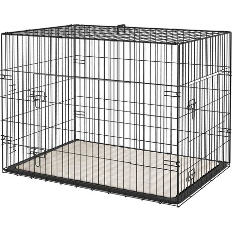 Faltbare Hundetragetasche mit Griff, herausnehmbarem Tablett und Kissen, 90 x 57,5 x 62 cm, schwarz