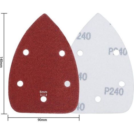 Feuilles Abrasives - 60 Pièces 14 cm x 9 cm - 5 Trous - Grains 40 à 240 - Pour Ponceuse Souris (1/4)