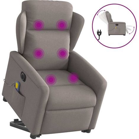 Elektrischer Massagesessel mit Aufstehhilfe Taupe Stoff