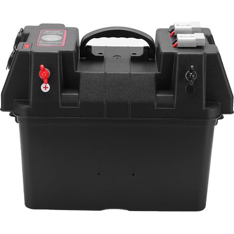 Boîte de Batterie Marine, Boîtes de Batterie Marine 12V ABS Boîte de Batterie de Bateau avec Voltmètre Prise Allume-cigare pour Remorque de Bateau RV (1/5)