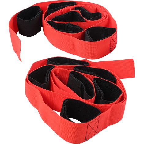 Lot de 2 bandes élastiques géantes pour une course à 6 jambes en extérieur, avec empreintes de pas. Jeu de trampoline en nylon. (1/5)