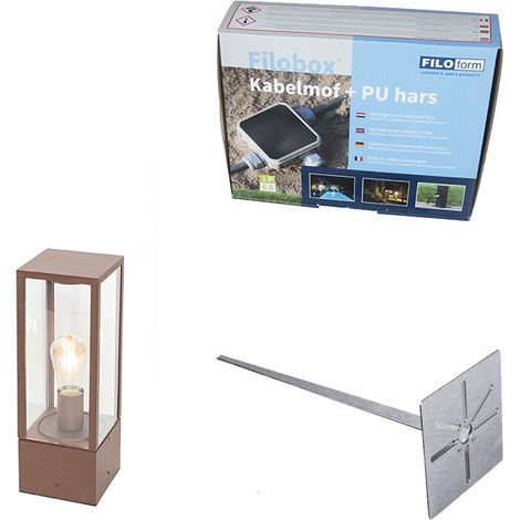 QAZQA charlois - éclairage de terrasse et d'allée de jardin - 1 lumière - L 14 cm - Brun rouille - Rustique - éclairage extérieur (1/5)