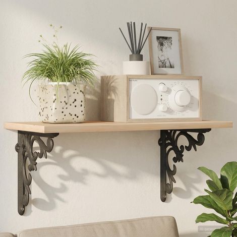 vidaXL Soportes para estanterías de pared 2 uds. Negro (1/5)