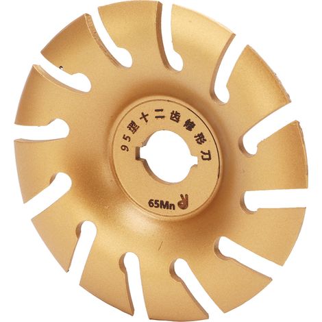 Schleifscheibe zum Formen von Holz, 12 Zähne, Edelstahl, 95 mm, Gold, für Winkelschleifer, Holzbearbeitung (1/5)