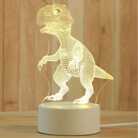1 Veilleuse LED Acrylique 3D Dinosaure USB Lampe de Bureau Décorative pour Chambre Enfant Cadeau Anniversaire