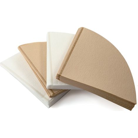 60 papiers filtre à café jetables en forme V, naturels et non blanchis, pour cafetière à goutte V60, blanc, 50 pcs (1/4)