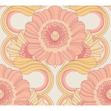 AS Creation Retro Chic Floral Orange Wallpaper Stylish Textured Paste The Wall (1/4)