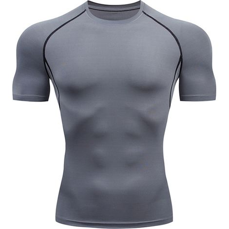 T-shirt de compression homme à manches courtes respirant pour le sport, gris taille M (1/5)