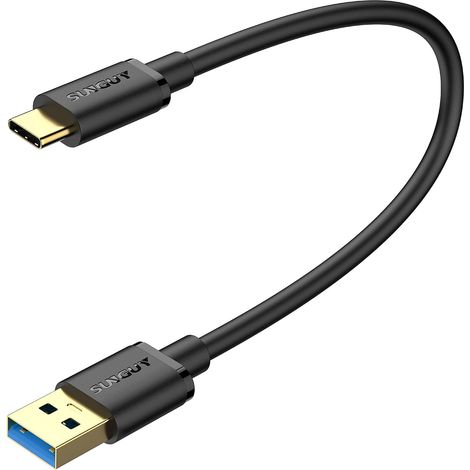 Câble USB C court, 0.3M 10Gbps USB 3.1 GEN 2 Cable USB C Charge Rapide pour Android Auto, Samsung Galaxy S22/S23 ultra, HUAWEI P20/50 Pro,Google Pixel-Noir (1/5)