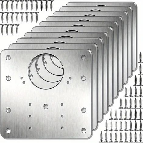10 Pièces Kit De Plaque De Réparation De Charnière D'armoire Cuisine Placard Charnière De Porte Plaque De Montage Avec Trous Supports De Fixation Plats (1/5)