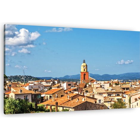 Tableau sur toile centre de Saint-Tropez 45x65 cm - Impression sur Toile Murale Décorative - Image imprimée en HD sur Toile - Toile sur Châssis en Bois FSC - Fabriqué en France (1/5)