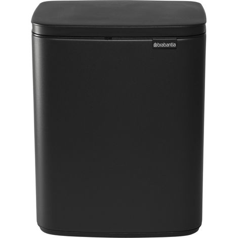 Brabantia Cubo de basura Bo 12L Rectangular, compacto, tapa cierre suave, cubo interior extraíble  Diseño para montaje en pared o independiente para baño, cocina u oficina  Mineral Infinite Grey