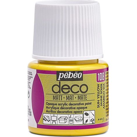 Peinture acrylique - Pébéo - Déco - Jaune Soleil - 45 ml - Mat