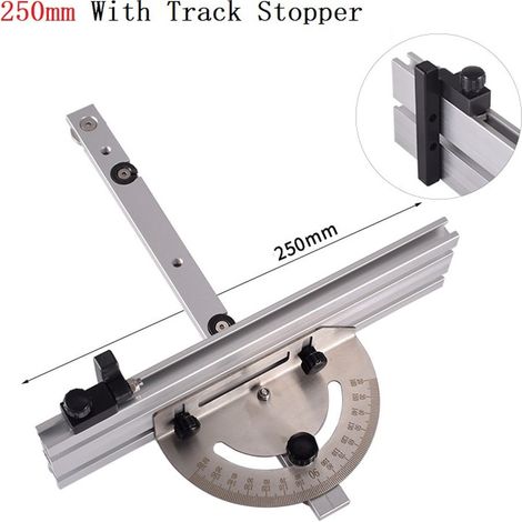 Règle D'Angle Réglable - Jauge De Chanfrein Pour Scie À Table - Compatible Avec Rails De Guidage - Version Avec Butée Et Contre-Plaque 415 Mm - 1 Pièce (1/5)