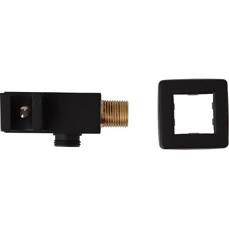 Supporto doccia con presa acqua quadrata nero opaco (1/2)