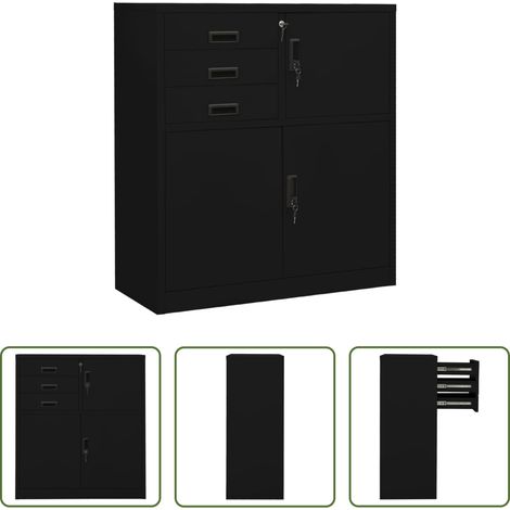 vidaXL Tiroirs - Armoire de bureau Noir 90x40x102 cm Acier (1/5)