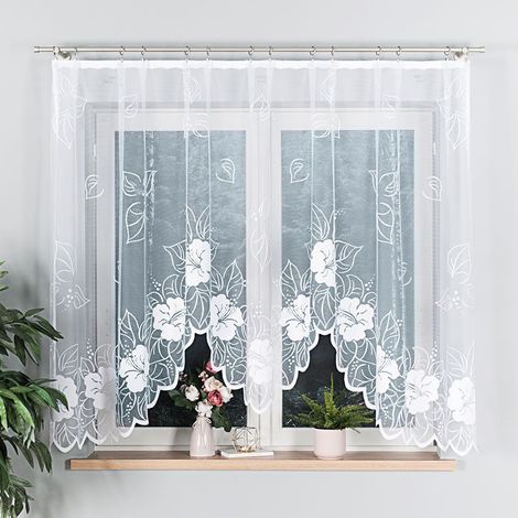 GRACJANA - Cortina jacquard confeccionada con corte en la parte inferior - 300x160 cm - blanco (1/5)