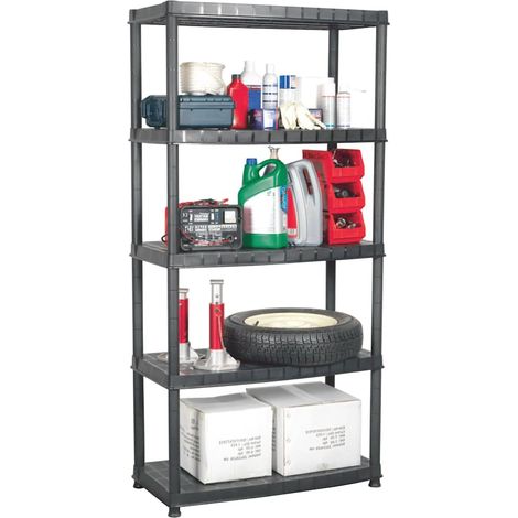 Étagère de rangement à 5 niveaux Étagère Charge Lourde - Étagère de stockage Noir 91,5x45,7x185cm Plastique BV347982 - BonneVie (1/5)
