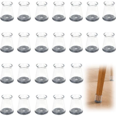 Protège-Pieds de Chaise en Silicone Transparent avec Patins en Feutre - Lot de 24 Pièces pour Pieds de Chaise de 13-22 mm - Protège Vos Sols des Rayures et Dommages (1/5)