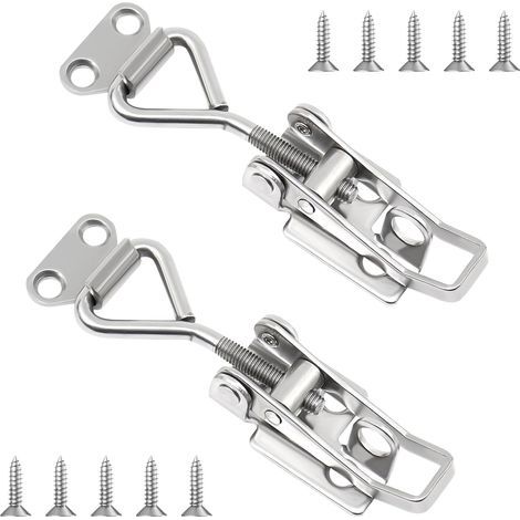 Pieces - Toggle Latch - Stainless Steel - Adjustable with Keyhole - For Cabinet Doors and Boxes - Silver - 10.7x2.7cm