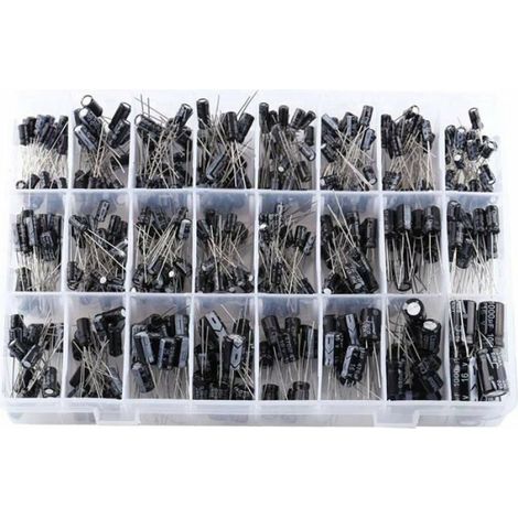 Kit 500 Condensateur électrolytique,24 valeurs,Aluminium 16V-50V,0.1uF-1000uF,Électronique bricolage (1/4)