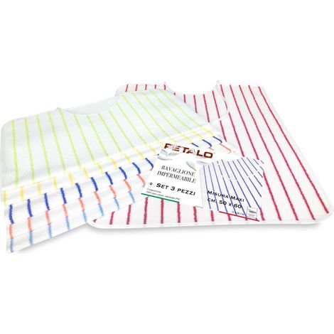 SET DI 3 BAVAGLIONE ADULTO impermeabile PETALO © bavaglio con LACCI antimacchia misura MAXI completo di sacco per il lavaggio 3 PEZZI colori UOMO