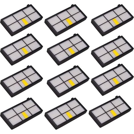Pack of 12 HEPA filters for Roomba 800, 900, 860, 870, 871, 880, 960, and 980 series robot vacuum cleaners (1/4)