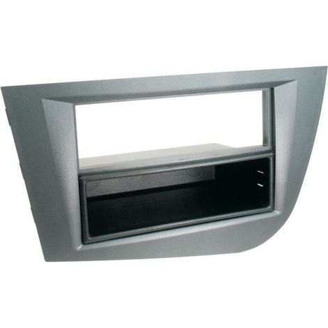 Support autoradio compatible avec Seat Leon 05-12 avec vide poche Argent Fonce