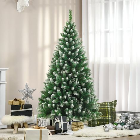 Sapin de Noël Artificiel 180 cm au Style Naturel avec 800 Pointes, Guirlande Lumineuse et Gants Inclus, Décoration pour Maison et Jardin, Installation Facile (1/4)