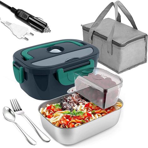 Gamelle Chauffante Lunch Box Chauffante 3 en 1 12V 24V 220V Lunch Box Isotherme Portable Boîte Chauffante Lunch Box Electrique en Acier Inoxydable Lunchbox Chauffant Utilisé pour Voiture Camion Bureau (1/5)